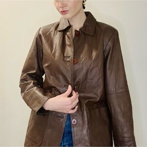 70s style brown vintage leather jacket leather